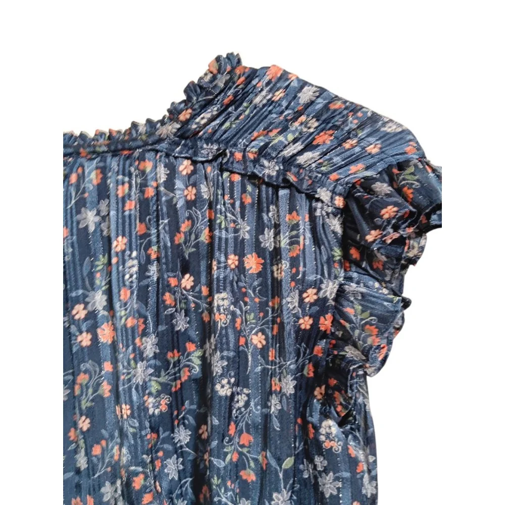 WAPG Beautiful Floral Flowy Ruffle Sleeve Dress Smocked Lined Boho Cottagecore
